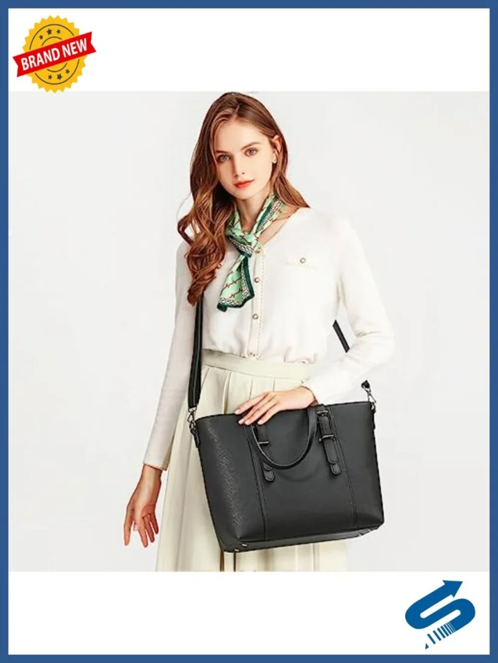 Women's Satchel Tote Shoulder Bag Faux Leather Work Handbag Top Handle Crossbody